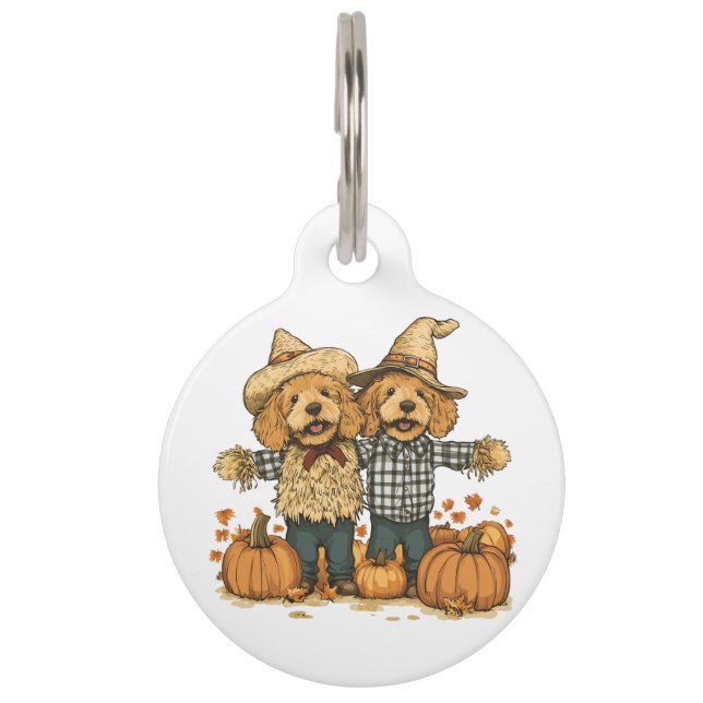 Placa Para Mascotas Otoño Cosecha Goldendoodle Dogs (Anverso)