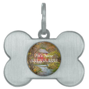Placa Para Mascotas Otoño En Alley Mill Etiqueta De Identificación De 