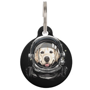 Placa Para Mascotas Outer Space Astronaut Golden Retriever Lover Pet D