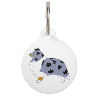 Placa Para Mascotas oveja de oveja azul merlán blanco y tan silo.pn