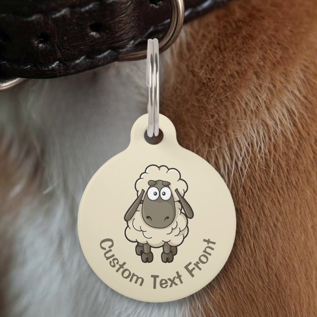 Placa Para Mascotas Oveja Dibujo Animado Beige (Subido por el creador)