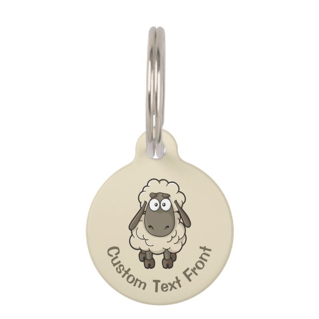 Placa Para Mascotas Oveja Personalizado Beige (Anverso)