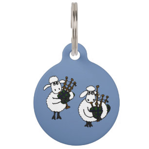 Placa Para Mascotas Ovejas divertidas tocando música Bagpipes