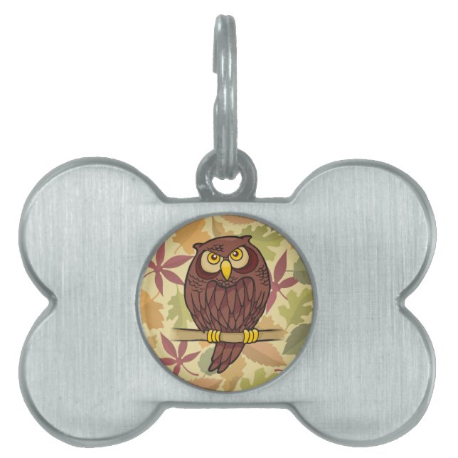 Placa Para Mascotas Owl Personalizado (Frente)