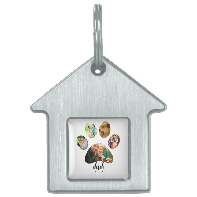 Placa Para Mascotas Padre Perro del Día del Padre | collage de fotos d (Frente)