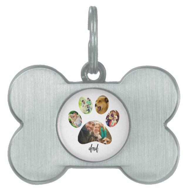 Placa Para Mascotas Padre Perro del Día del Padre | collage de fotos d (Frente)
