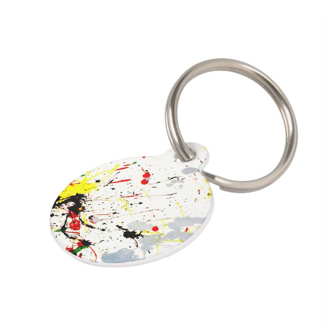 Placa Para Mascotas Paint Splatter (Lateral)