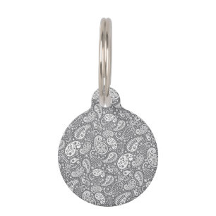 Placa Para Mascotas Paisley en sombras del gris