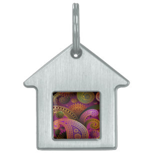 Placa Para Mascotas Paisley Purple