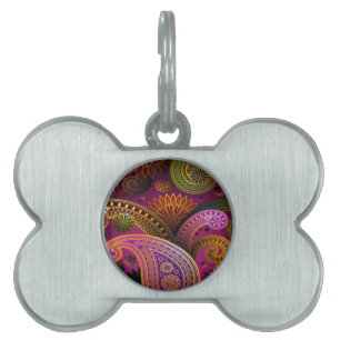 Placa Para Mascotas Paisley Purple