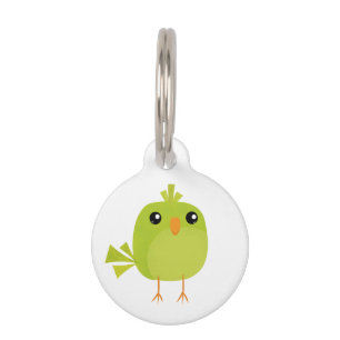 Placa Para Mascotas Pájaro Verde de Dibujos Animados  