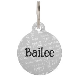 Placa Para Mascotas Palabras adorables de perro blanco negro etiqueta