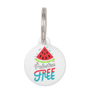 Placa Para Mascotas Palestina Libre de sandías en rebanadas pacíficas