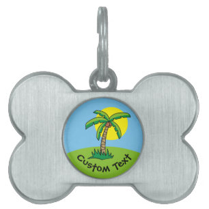 Placa Para Mascotas Palm Tree Personalizado Mascota Etiqueta de nombre