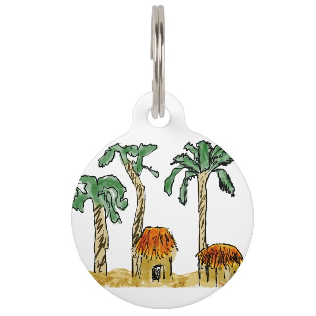 Placa Para Mascotas Palmeras en el paraíso (Anverso)
