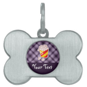 Placa Para Mascotas Palomitas púrpuras