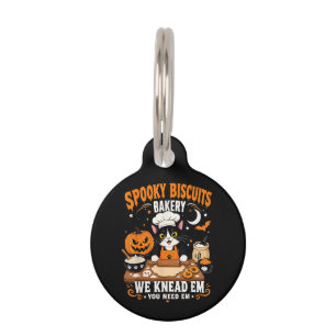 Placa Para Mascotas Panadería de Galletas Espeluznantes Gato Negro de 