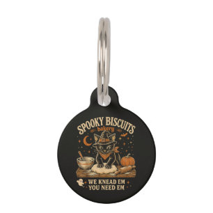 Placa Para Mascotas Panadería de Galletas Espeluznantes Gato Negro Hal