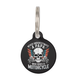 Placa Para Mascotas Papa Motero Que Monta En Motocicleta
