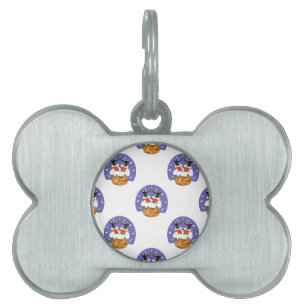 Placa Para Mascotas Papá Noel en chimenea, nieve, Navidad, Año Nuevo