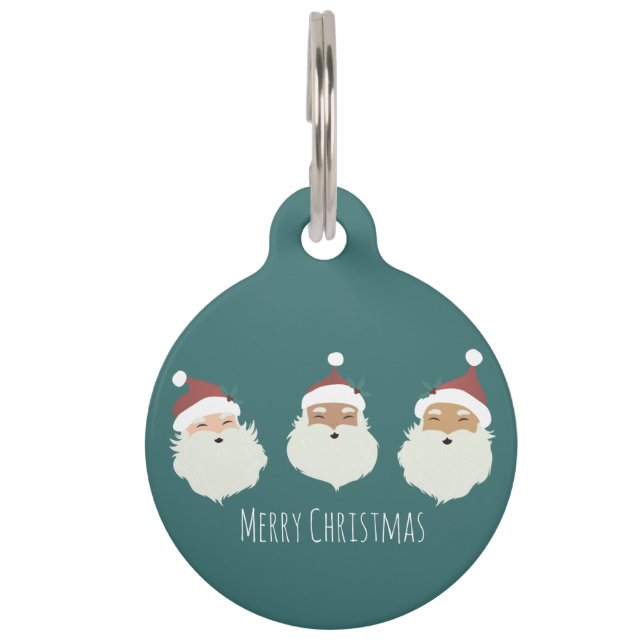 Placa Para Mascotas Papá Noel Feliz Navidad (Anverso)