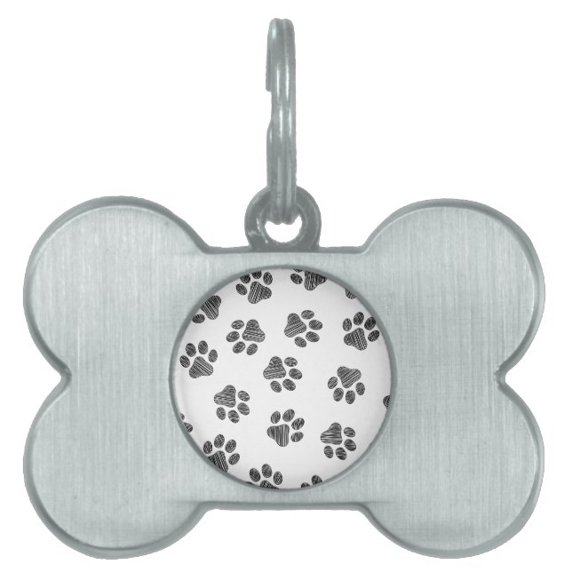 Placa Para Mascotas Papas de perro, garras de perro, patas negras (Frente)