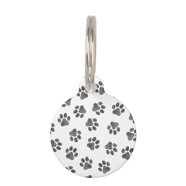 Placa Para Mascotas Papas de perro, garras de perro, patas negras (Anverso)