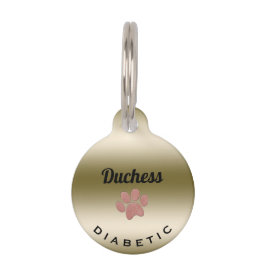 Placa Para Mascotas Papel de alerta médica diabética Imprimir teléfono