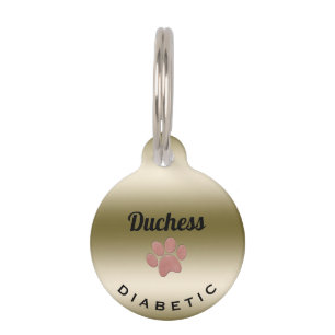 Placa Para Mascotas Papel de alerta médica diabética Imprimir teléfono