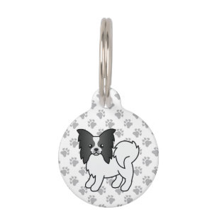 Placa Para Mascotas Papillon Blanco Y Negro Información De Dibujos Ani