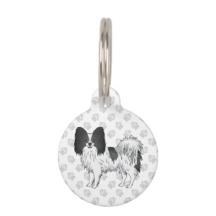 Placa Para Mascotas Papillon blanco y negro perro de dibujos animados