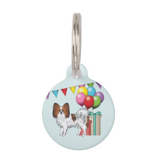 Placa Para Mascotas Papillon Sable Rojo Dibujo Animado Perro Cumpleaño