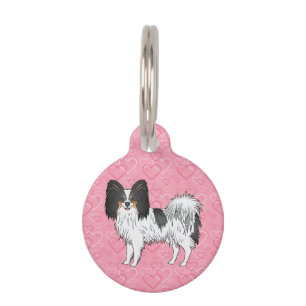 Placa Para Mascotas Papillon Tricolor Lindo Dibujo Animado Sobre Coraz