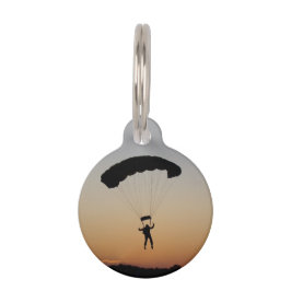 Placa Para Mascotas Paracaídas de Skydiver en Sunset Sky Diver