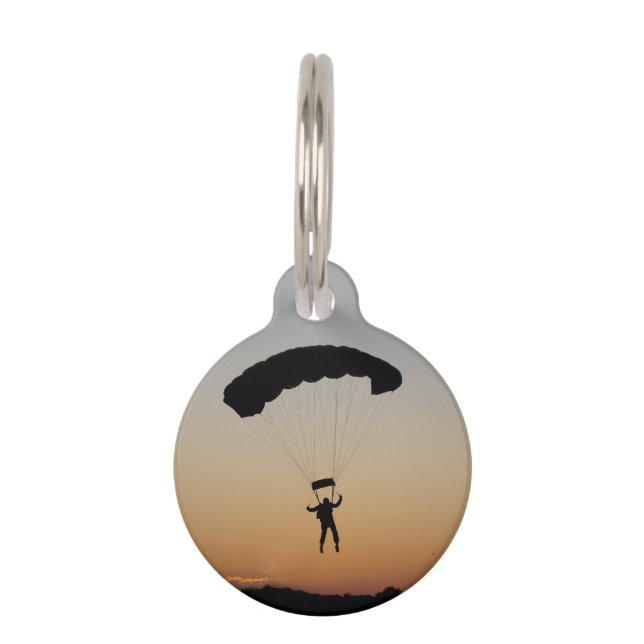 Placa Para Mascotas Paracaídas de Skydiver en Sunset Sky Diver (Anverso)