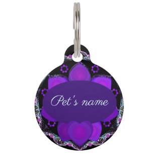 Placa Para Mascotas Paraguas morados y corazones .7