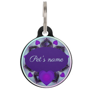 Placa Para Mascotas Paraguas morados y corazones .7
