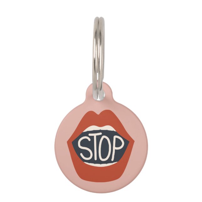 Placa Para Mascotas Parar los labios (Anverso)