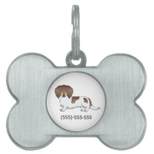 Placa Para Mascotas Pardo y Tan Pied Long Hair Dachshund & Número