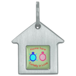 Placa Para Mascotas Pareja de tortuga suave personalizada