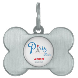 Placa Para Mascotas Paris France Eiffel Tower Adorable Cute