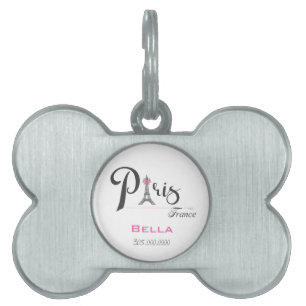 Placa Para Mascotas Paris France Eiffel Tower Adorable Cute