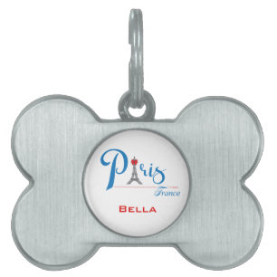 Placa Para Mascotas Paris France Eiffel Tower Adorable Cute