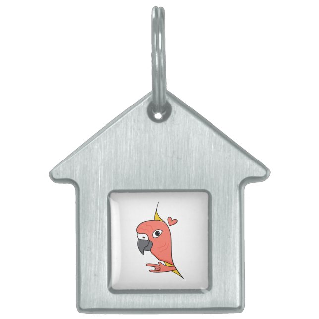 Placa Para Mascotas Parrot ASL I Love You - Diseño de Cultura Sorda (Frente)