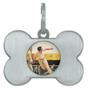 Placa Para Mascotas Partido del tenis de los dobles