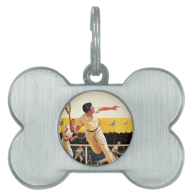 Placa Para Mascotas Partido del tenis de los dobles (Frente)