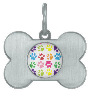 Placa Para Mascotas Pasta de colores, patas de perro, patas de gato