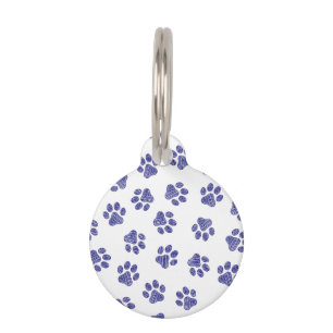 Placa Para Mascotas Pasta de perro, patas de perro, patas azules de la
