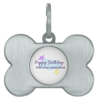 Placa Para Mascotas Pastel blue clouds stars purple happy birthday nam