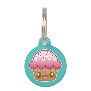 Placa Para Mascotas Pastel rosa de Kawaii con información Personalizad